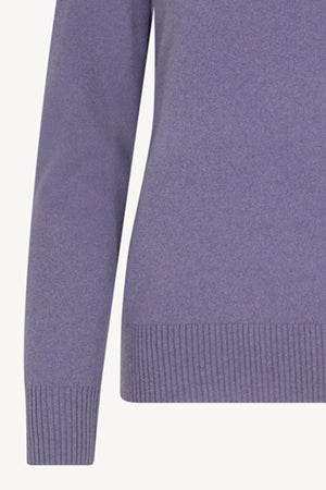 Dolcevita in Maglia Rasata in Puro Cashmere Malva