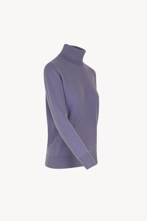 Dolcevita in Maglia Rasata in Puro Cashmere Malva