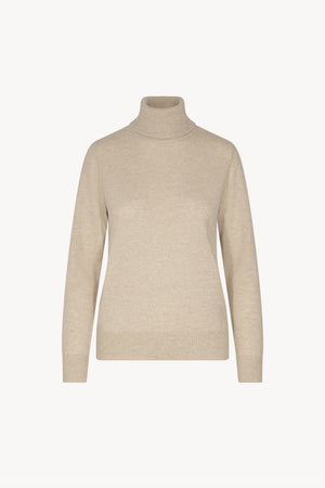 Dolcevita in Maglia Rasata in Puro Cashmere Avena