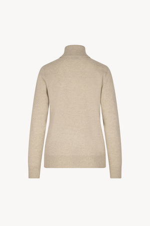 Dolcevita in Maglia Rasata in Puro Cashmere Avena