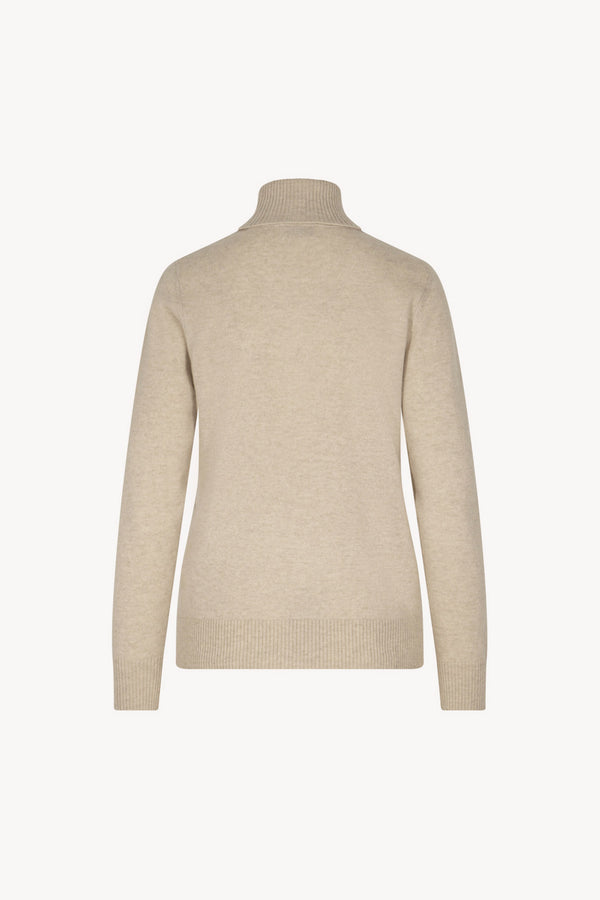 Dolcevita in Maglia Rasata in Puro Cashmere Avena