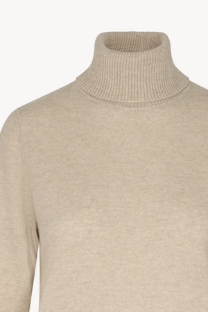 Dolcevita in Maglia Rasata in Puro Cashmere Avena