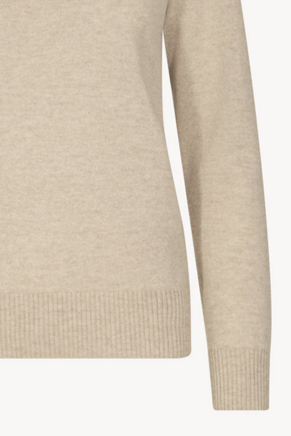 Dolcevita in Maglia Rasata in Puro Cashmere Avena