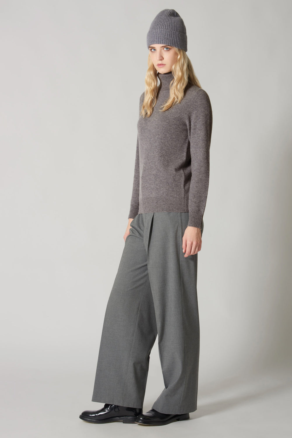 Dolcevita in Maglia Rasata in Puro Cashmere Derby