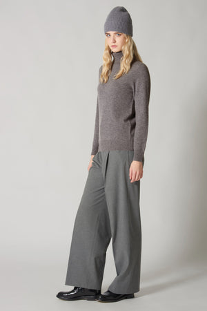 Dolcevita in Maglia Rasata in Puro Cashmere Derby