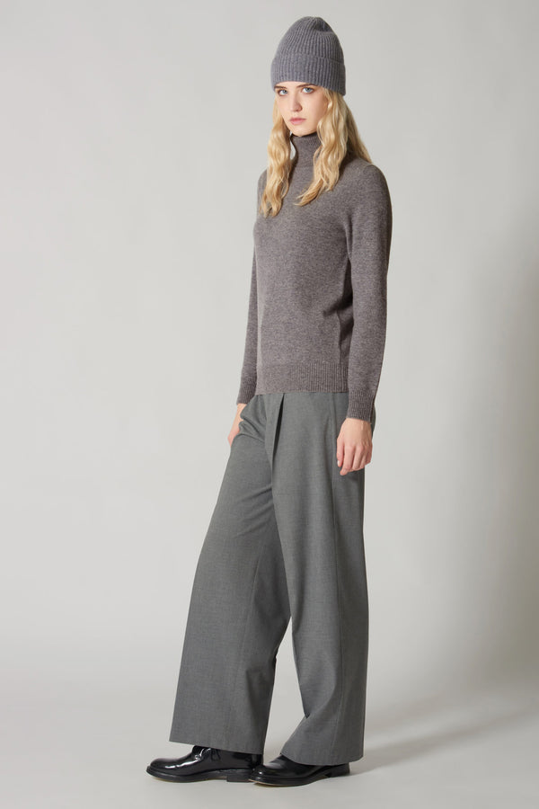 Dolcevita in Maglia Rasata in Puro Cashmere Derby