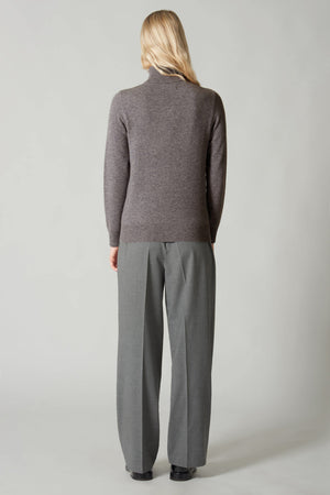 Dolcevita in Maglia Rasata in Puro Cashmere Derby