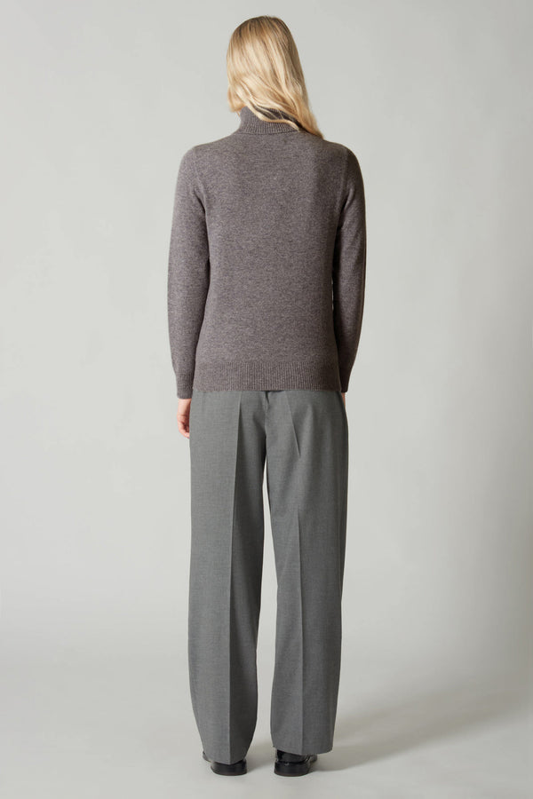 Dolcevita in Maglia Rasata in Puro Cashmere Derby