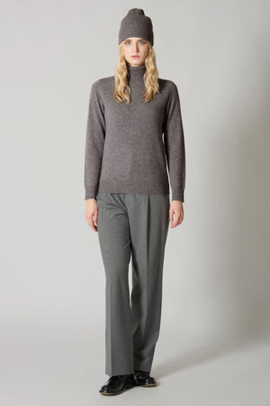 Dolcevita in Maglia Rasata in Puro Cashmere Derby