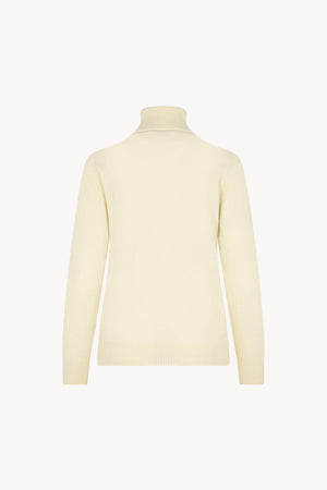 Dolcevita in Maglia Rasata in Puro Cashmere Latte