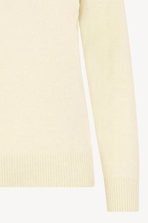 Dolcevita in Maglia Rasata in Puro Cashmere Latte