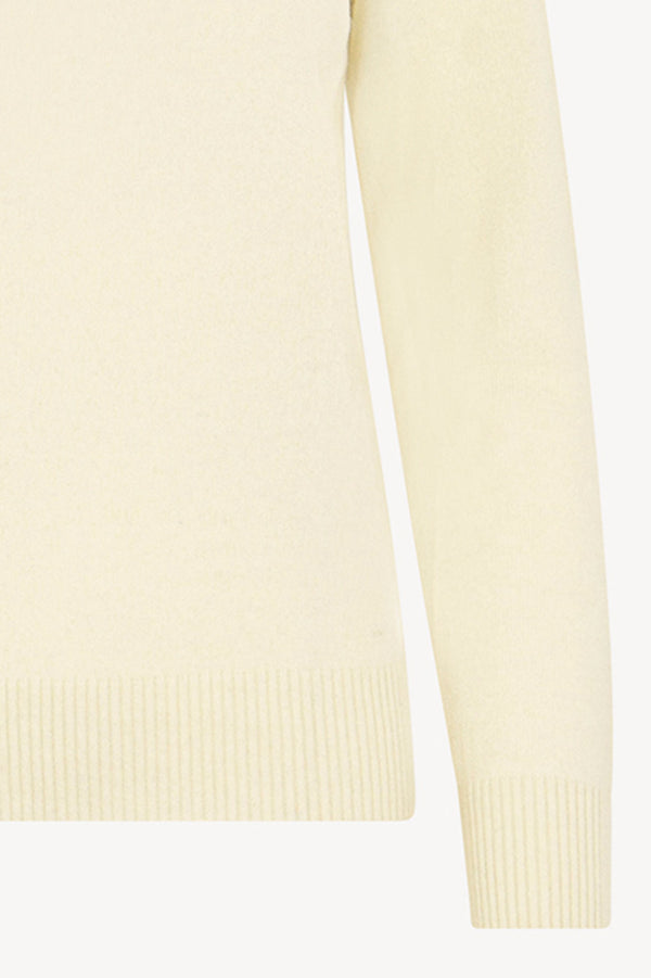 Dolcevita in Maglia Rasata in Puro Cashmere Latte