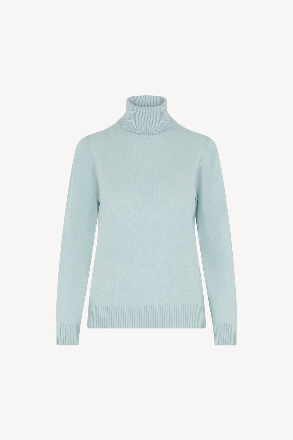 Dolcevita in Maglia Rasata in Puro Cashmere Acquamarina