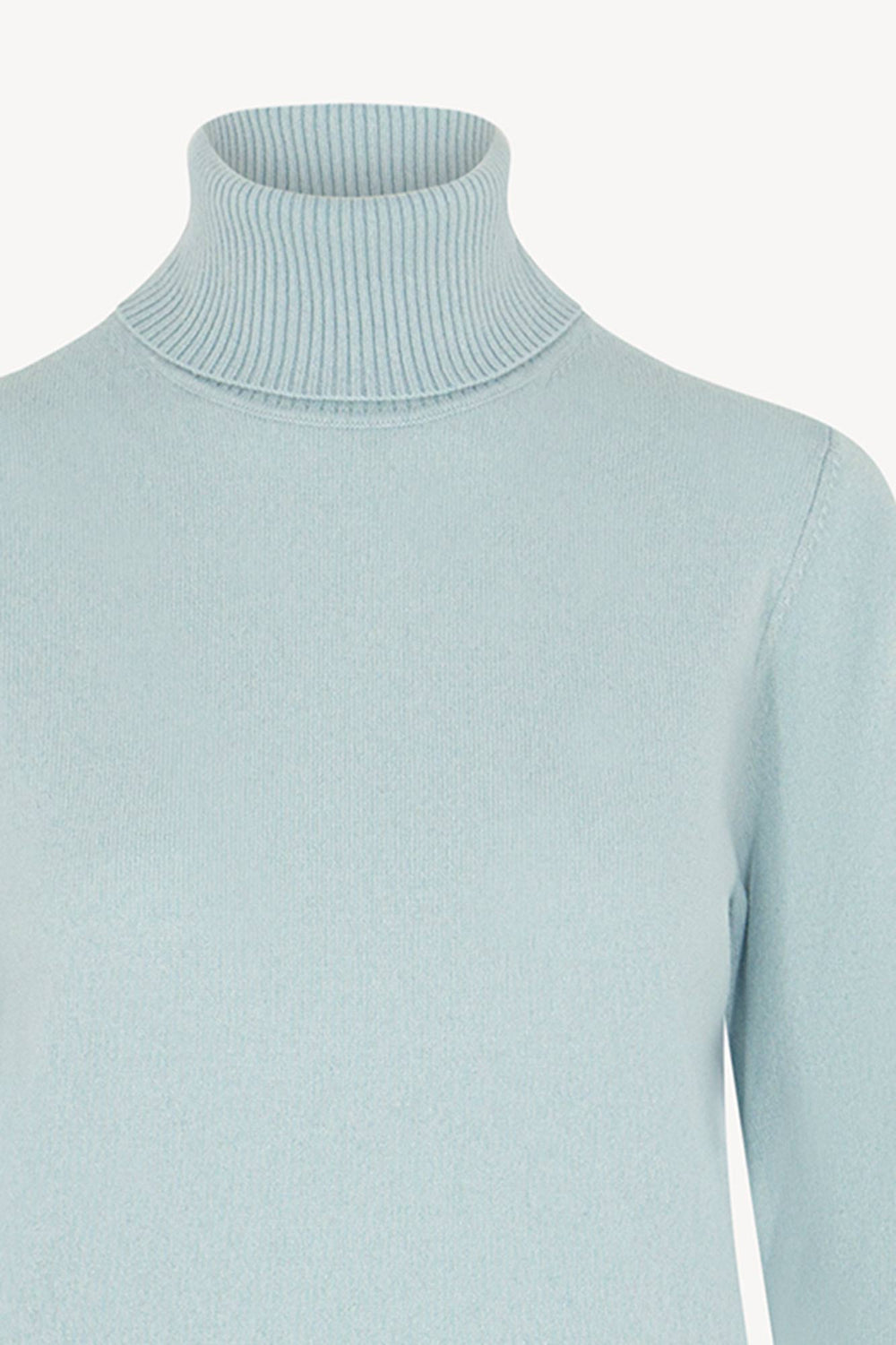 Dolcevita in Maglia Rasata in Puro Cashmere Acquamarina