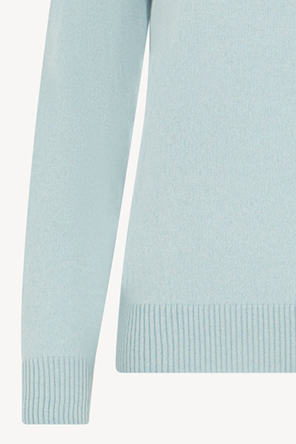 Dolcevita in Maglia Rasata in Puro Cashmere Acquamarina