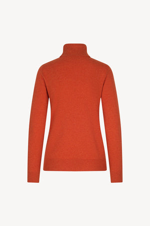Orange Pure Cashmere Turtle Neck Sweater in Plain Stitch