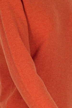 Orange Pure Cashmere Turtle Neck Sweater in Plain Stitch