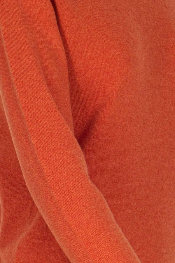 Orange Pure Cashmere Turtle Neck Sweater in Plain Stitch