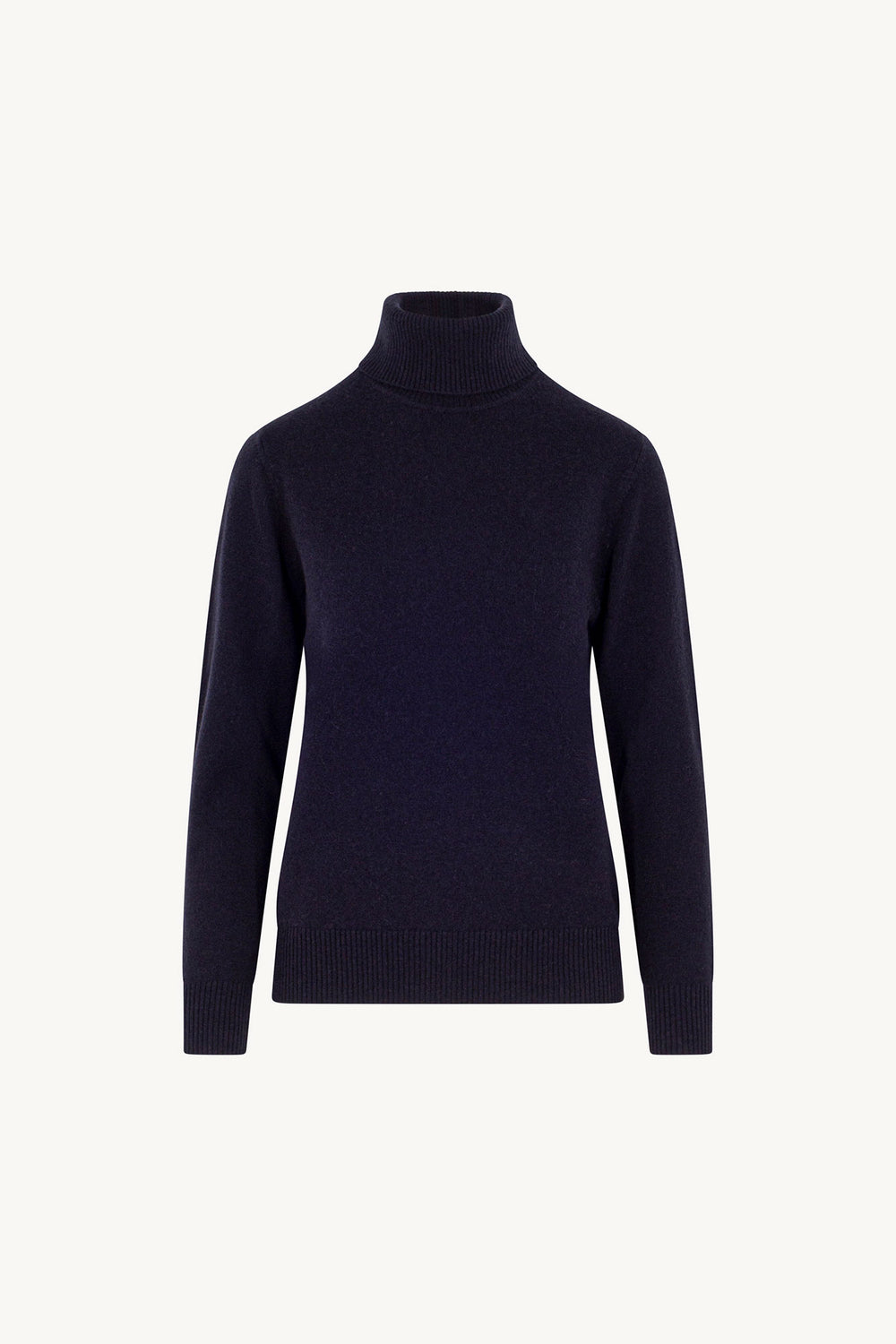 Dolcevita in Maglia Rasata in Puro Cashmere Notte