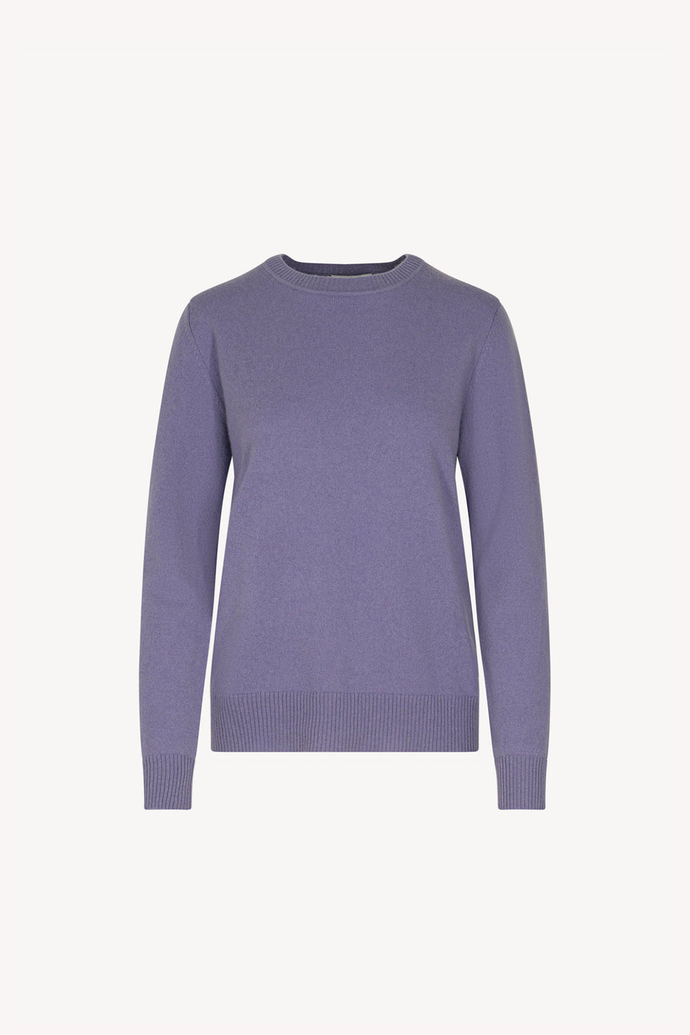 Girocollo in Maglia Rasata in Puro Cashmere Malva