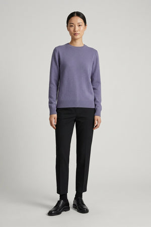 Girocollo in Maglia Rasata in Puro Cashmere Malva