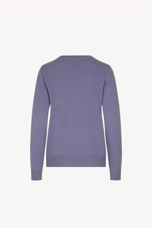 Girocollo in Maglia Rasata in Puro Cashmere Malva
