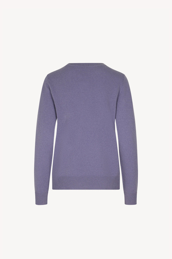 Girocollo in Maglia Rasata in Puro Cashmere Malva