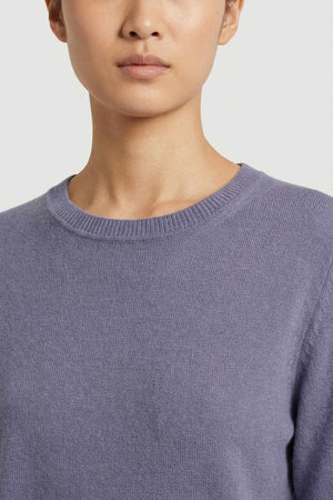 Girocollo in Maglia Rasata in Puro Cashmere Malva