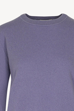 Girocollo in Maglia Rasata in Puro Cashmere Malva