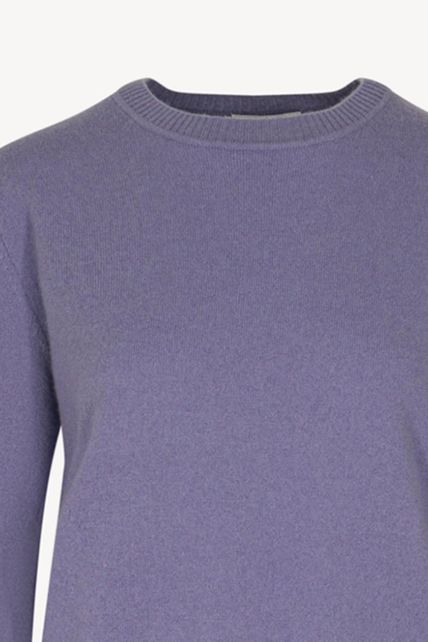 Girocollo in Maglia Rasata in Puro Cashmere Malva