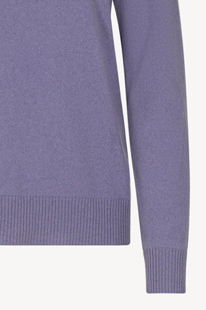 Girocollo in Maglia Rasata in Puro Cashmere Malva