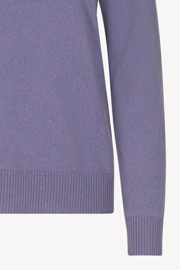 Girocollo in Maglia Rasata in Puro Cashmere Malva