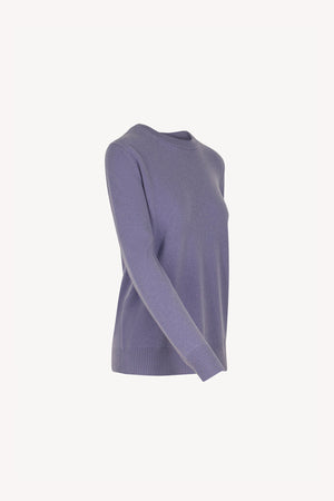 Girocollo in Maglia Rasata in Puro Cashmere Malva