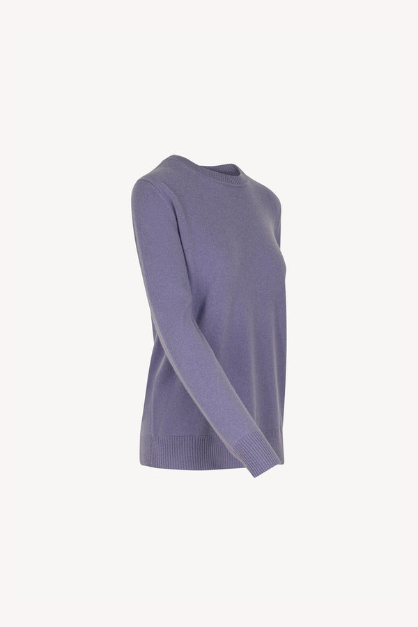 Girocollo in Maglia Rasata in Puro Cashmere Malva