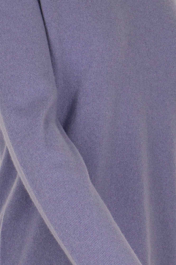 Girocollo in Maglia Rasata in Puro Cashmere Malva