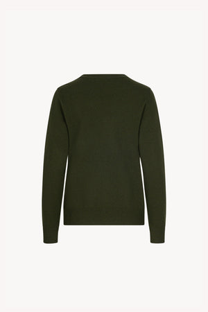Girocollo in Maglia Rasata in Puro Cashmere Foresta