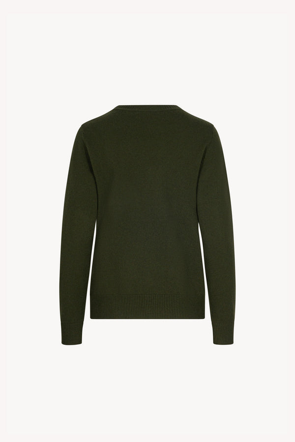 Girocollo in Maglia Rasata in Puro Cashmere Foresta