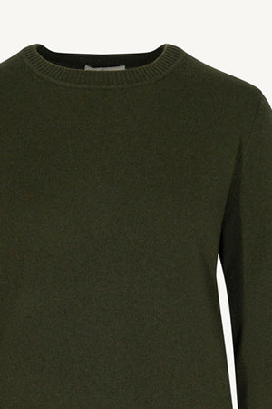 Girocollo in Maglia Rasata in Puro Cashmere Foresta