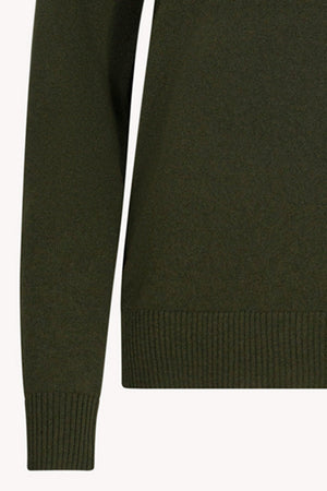 Girocollo in Maglia Rasata in Puro Cashmere Foresta