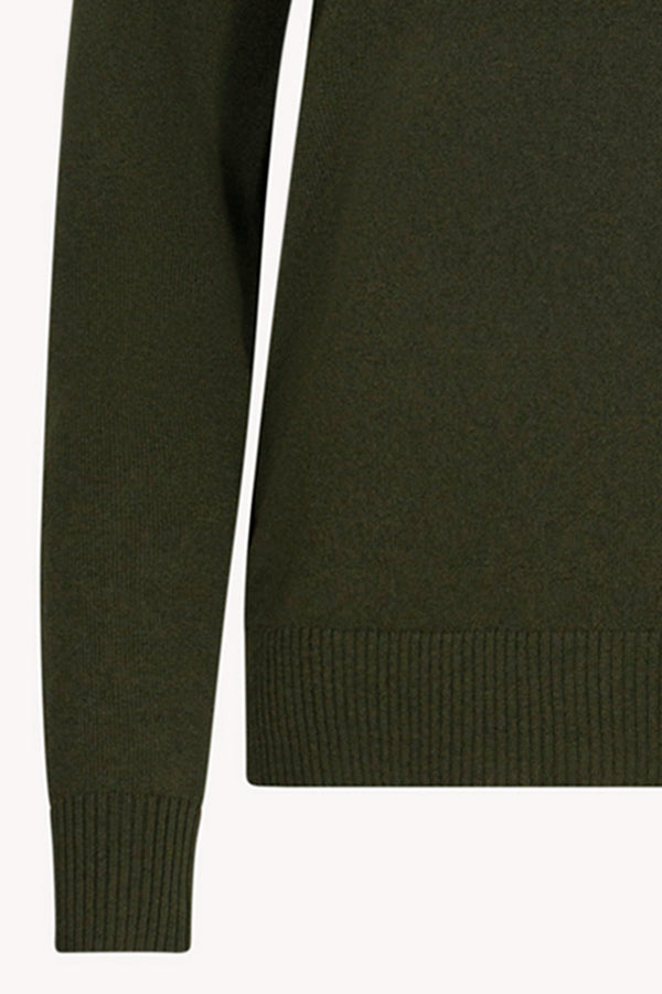 Girocollo in Maglia Rasata in Puro Cashmere Foresta