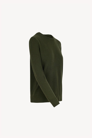 Girocollo in Maglia Rasata in Puro Cashmere Foresta