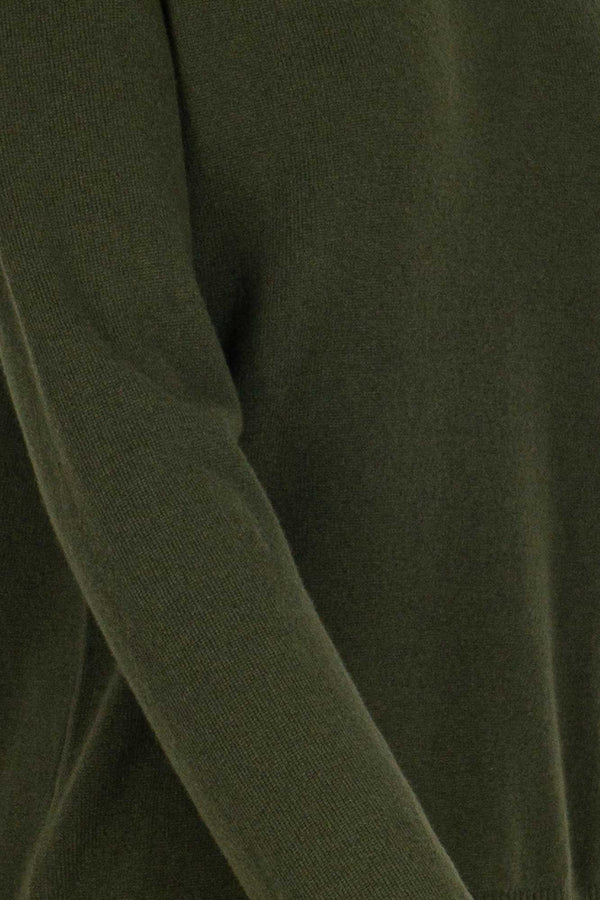 Girocollo in Maglia Rasata in Puro Cashmere Foresta