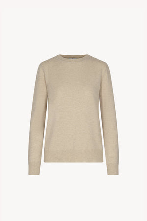 Beige Pure Cashmere Crew Neck Sweater in Plain Stitch