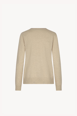 Beige Pure Cashmere Crew Neck Sweater in Plain Stitch