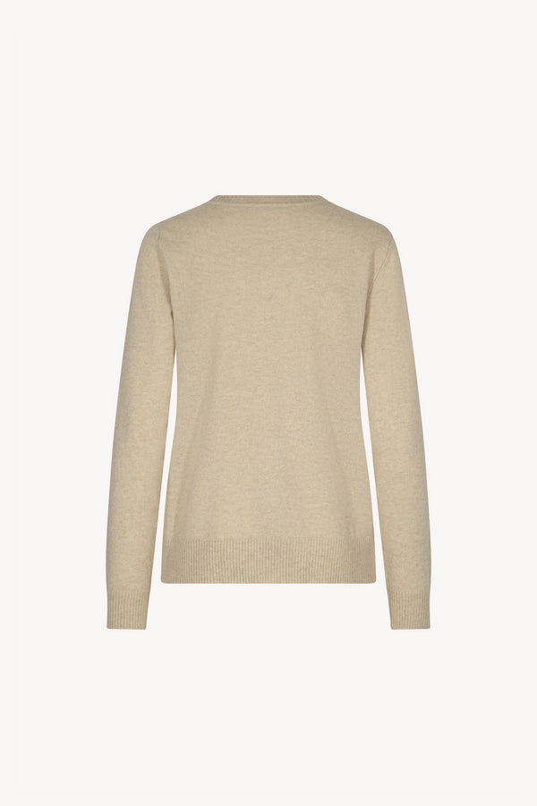 Beige Pure Cashmere Crew Neck Sweater in Plain Stitch