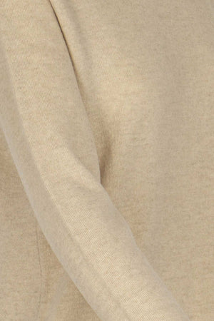 Beige Pure Cashmere Crew Neck Sweater in Plain Stitch