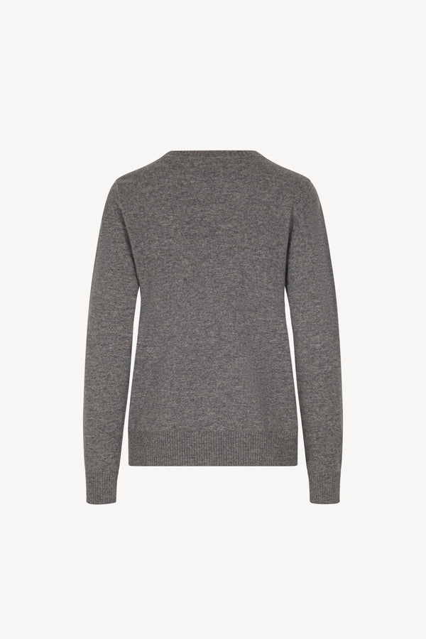 Girocollo in Maglia Rasata in Puro Cashmere Derby