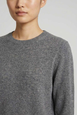 Girocollo in Maglia Rasata in Puro Cashmere Derby