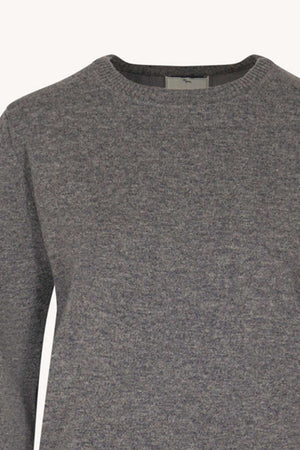 Girocollo in Maglia Rasata in Puro Cashmere Derby
