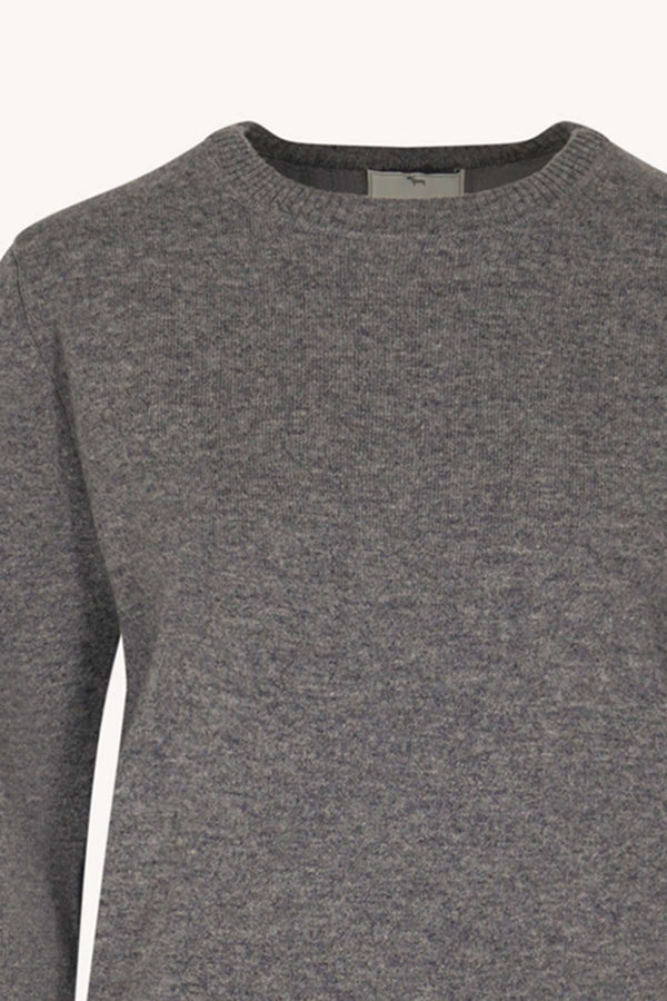 Girocollo in Maglia Rasata in Puro Cashmere Derby